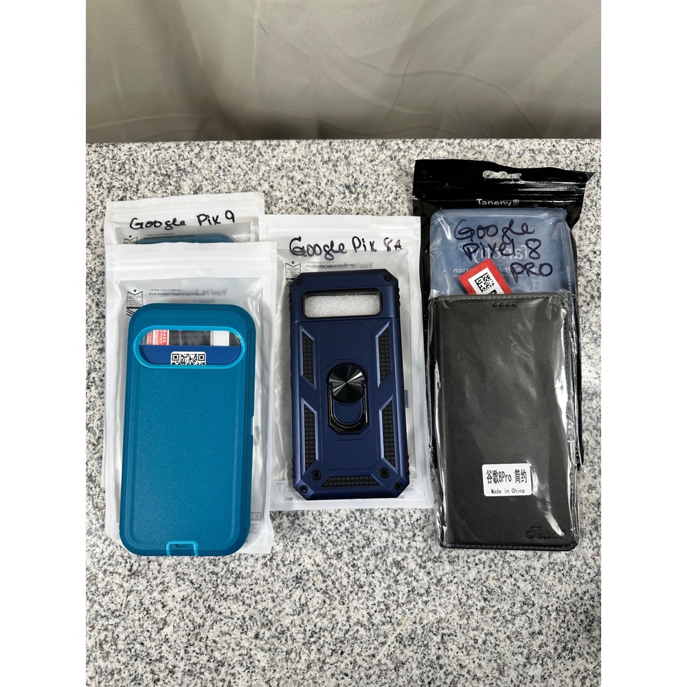 Google Pixel Case Bundle 9 8a 8 Pro Teal Navy Black Rugged Wallet Excellent